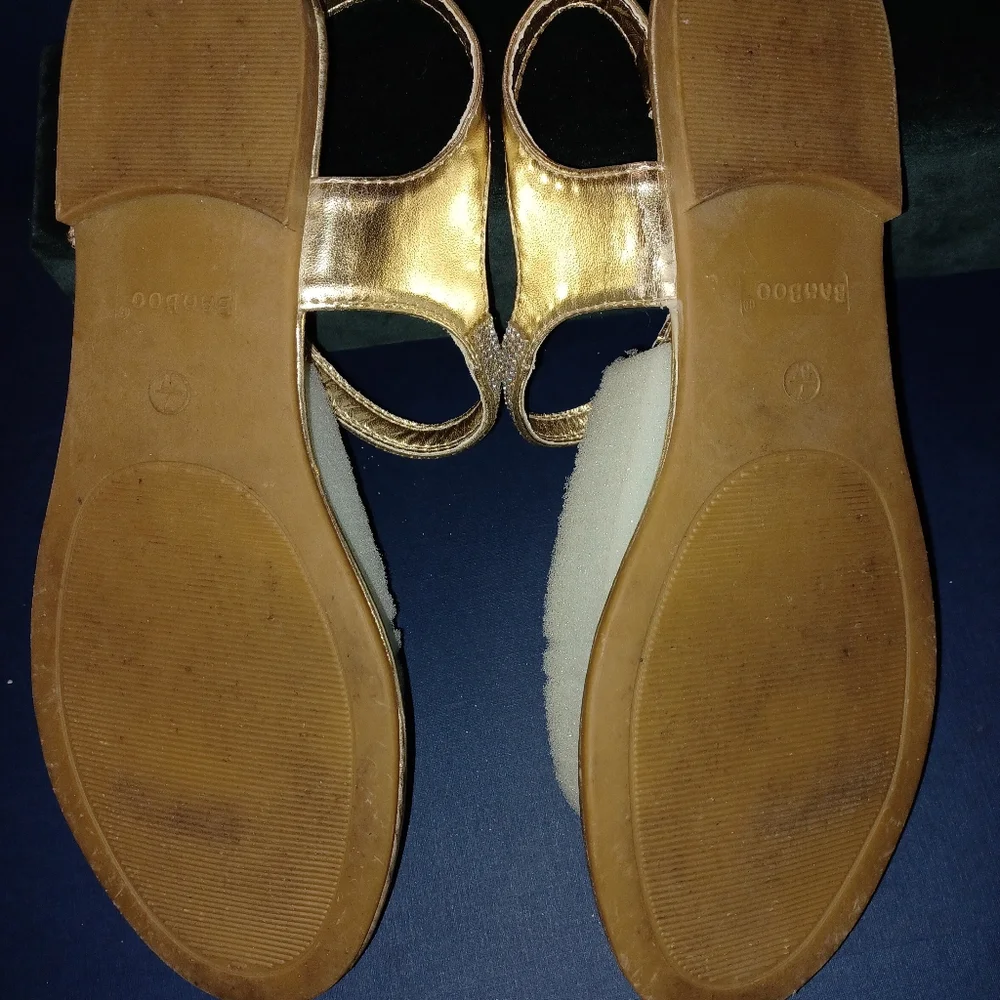 Gold Rhinestone Sandals - Picture 4 of 10